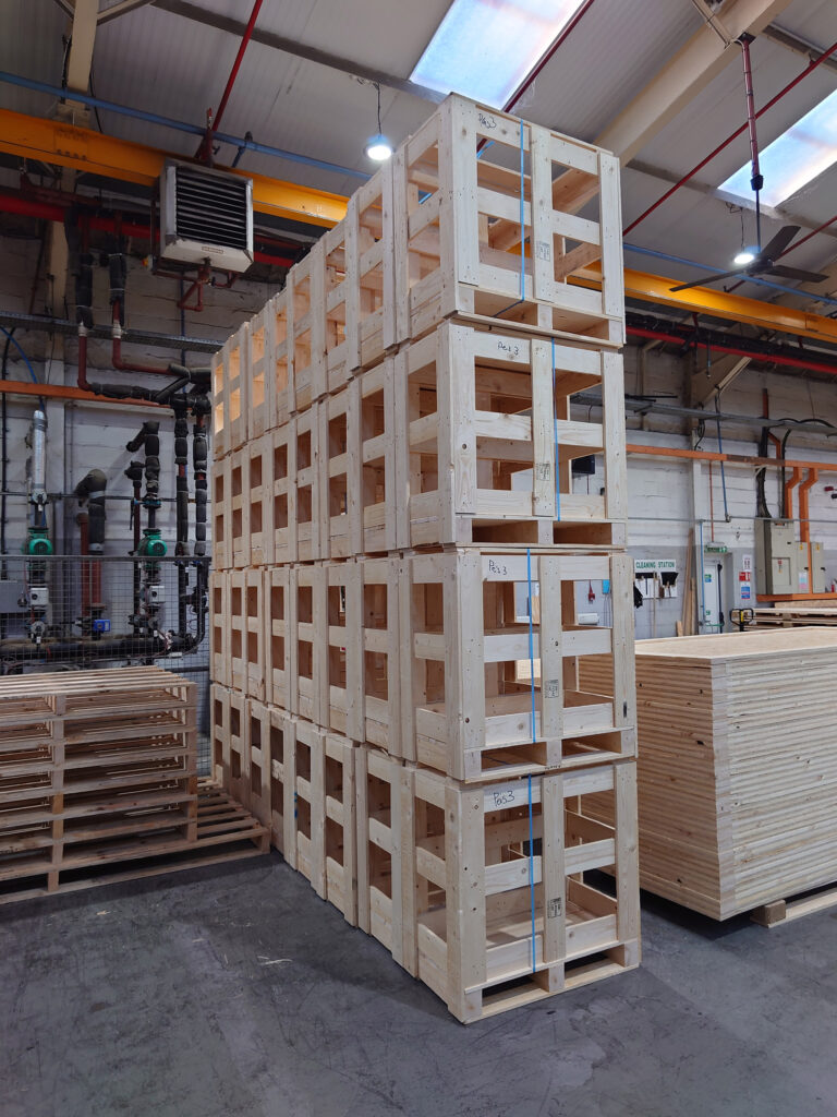 Stack of bespoke wooden crates