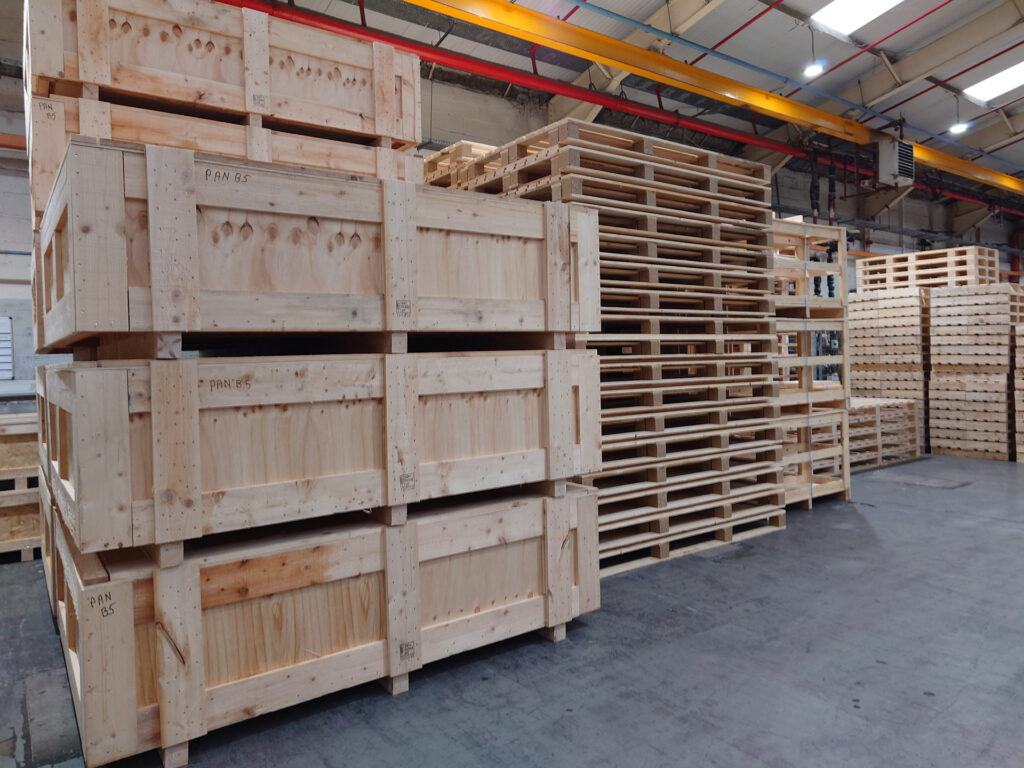 Wooden packing crates at APS Packaging