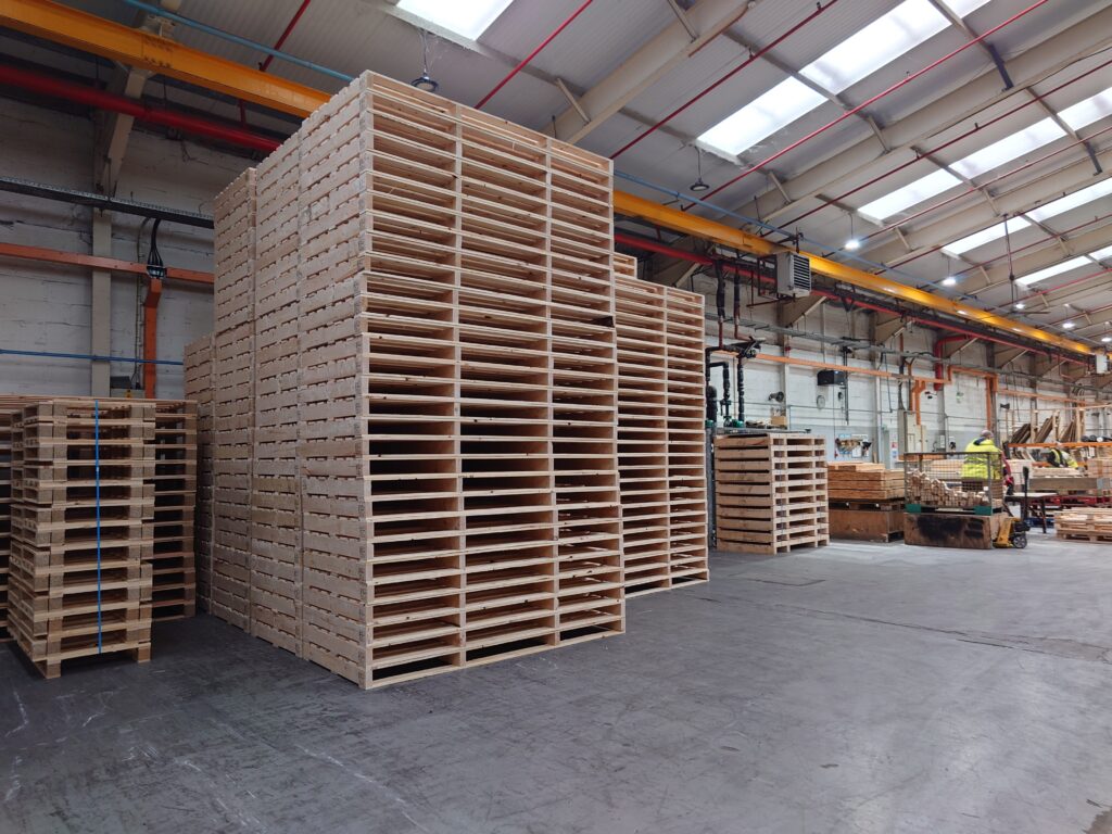 Pallet stacks at APS Packaging, supplying the South West