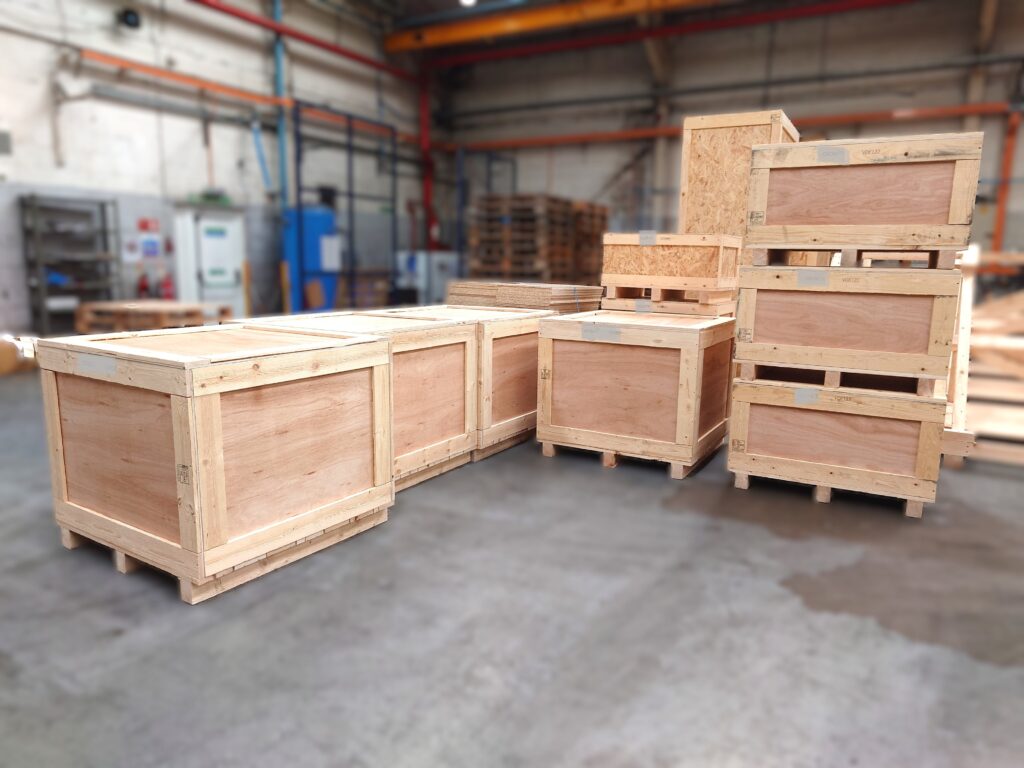 Plywood crates in the APS factory